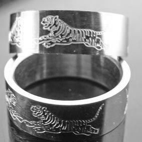 Stainless Steel Tiger Etched Ring    $9.00